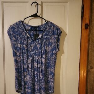 Tommy Hilfiger Blue and White Paisley Blouse